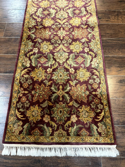 Indian Agra Runner Rug 2.6 x 17.5 Feet Floral Handmade Wool Hallway Runner