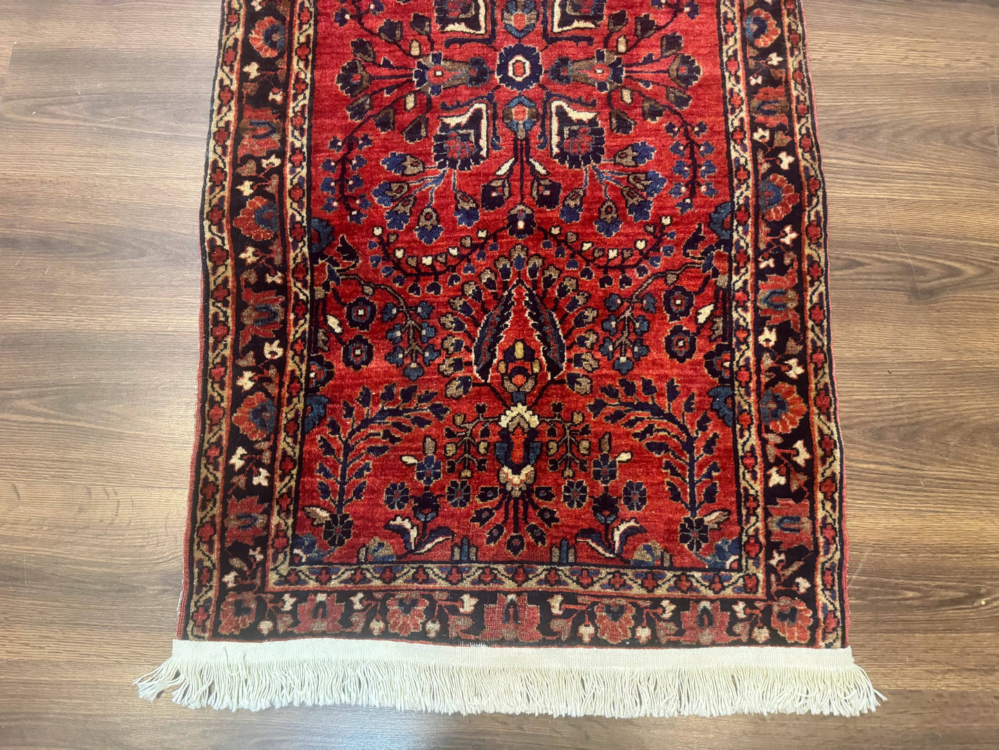 Persian Sarouk Rug Small Red Floral Antique 2 Ft 7 In By 4 Ft 9 In