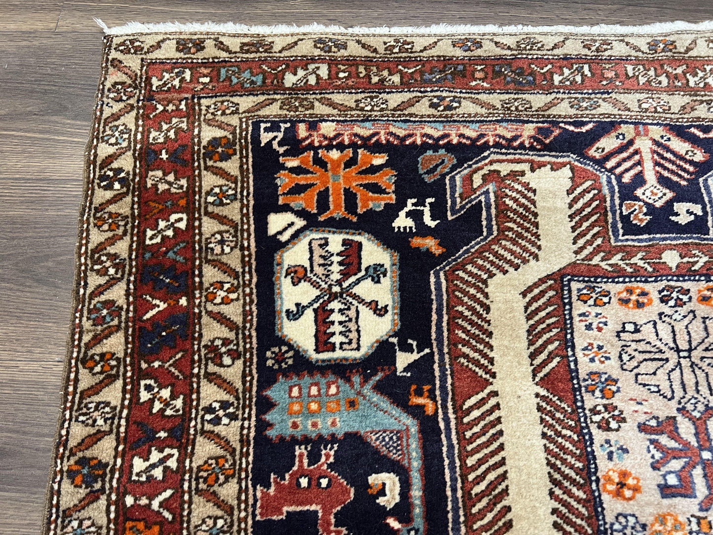 Persian Ardabil Runner Rug 4x10 Hand Knotted Antique Wool With Animal Pictorials