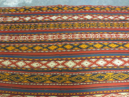 Antique Turkish Jajim Kilim Rug Flat Weave Wool Vegetable Dye 6x10 Handmade