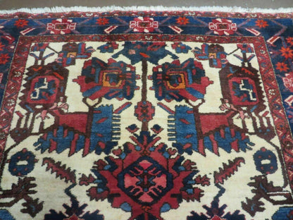 Antique Handmade Indian Floral Wool Rug 66x124 Vegetable Dye Tribal Oriental