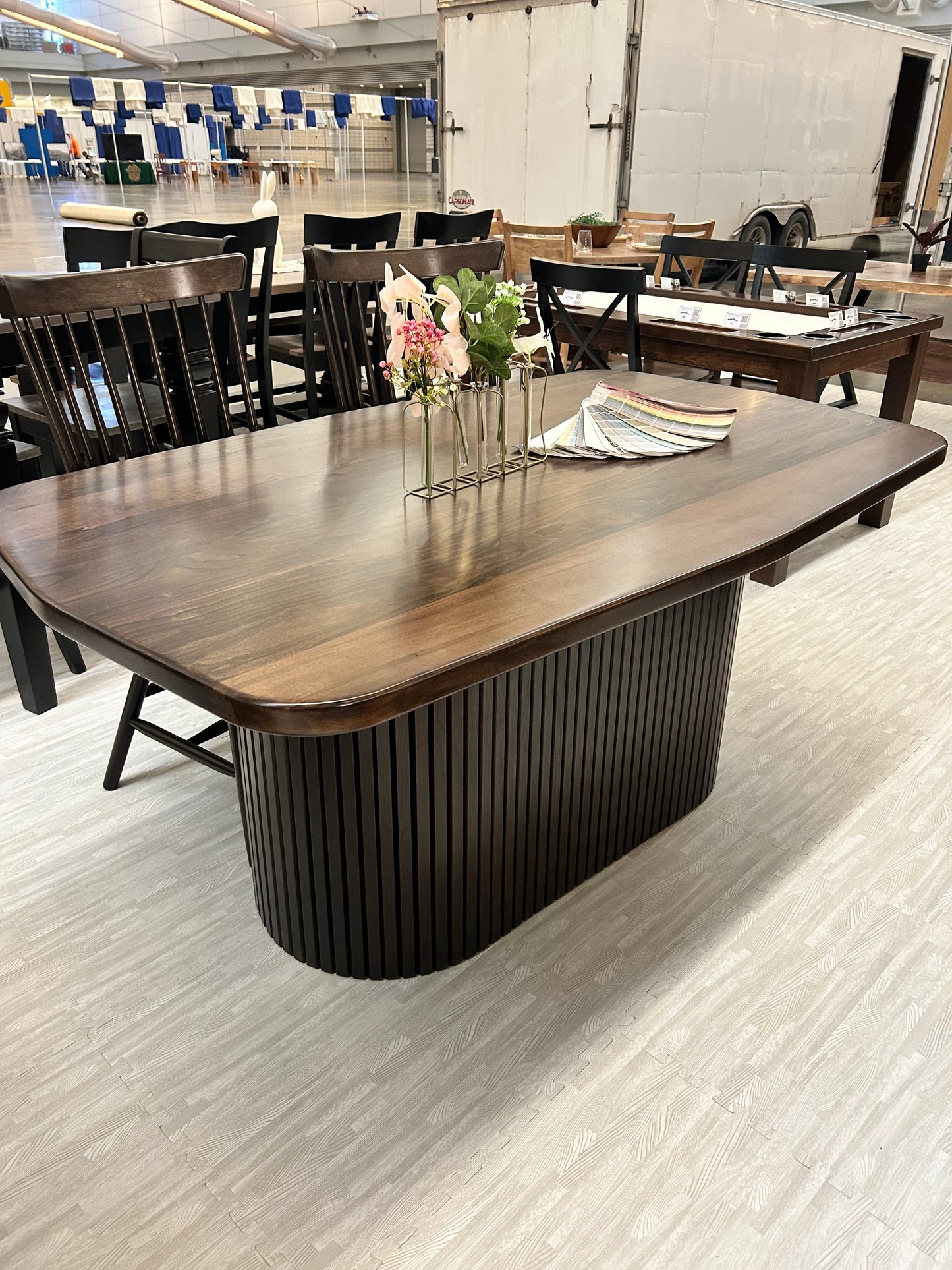 Ashley Fluted Pedestal Table Handcrafted Solid Wood Made To Order In USA