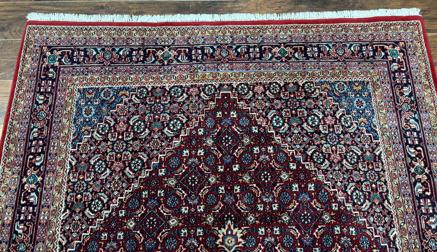 Indo Persian Bidjar Rug 6x9, Vintage Wool Handmade Carpet
