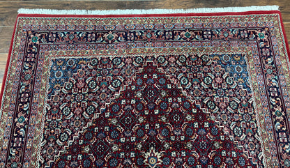 Indo Persian Bidjar Rug 6x9, Vintage Wool Handmade Carpet