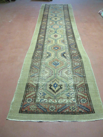 3'4" X 12' Antique Hand Made Turkish Wool Rug Runner Carpet Camel Hair Nice
