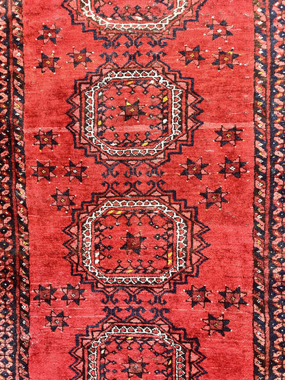 Afghan Rug 3x6 Handmade Wool Semi Antique Tribal Red Beshir Carpet