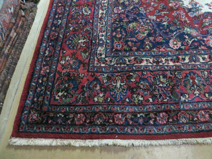 Persian Sarouk Rug 9x12 Hand Knotted Wool Antique Oriental Carpet With Vegetable Dyes