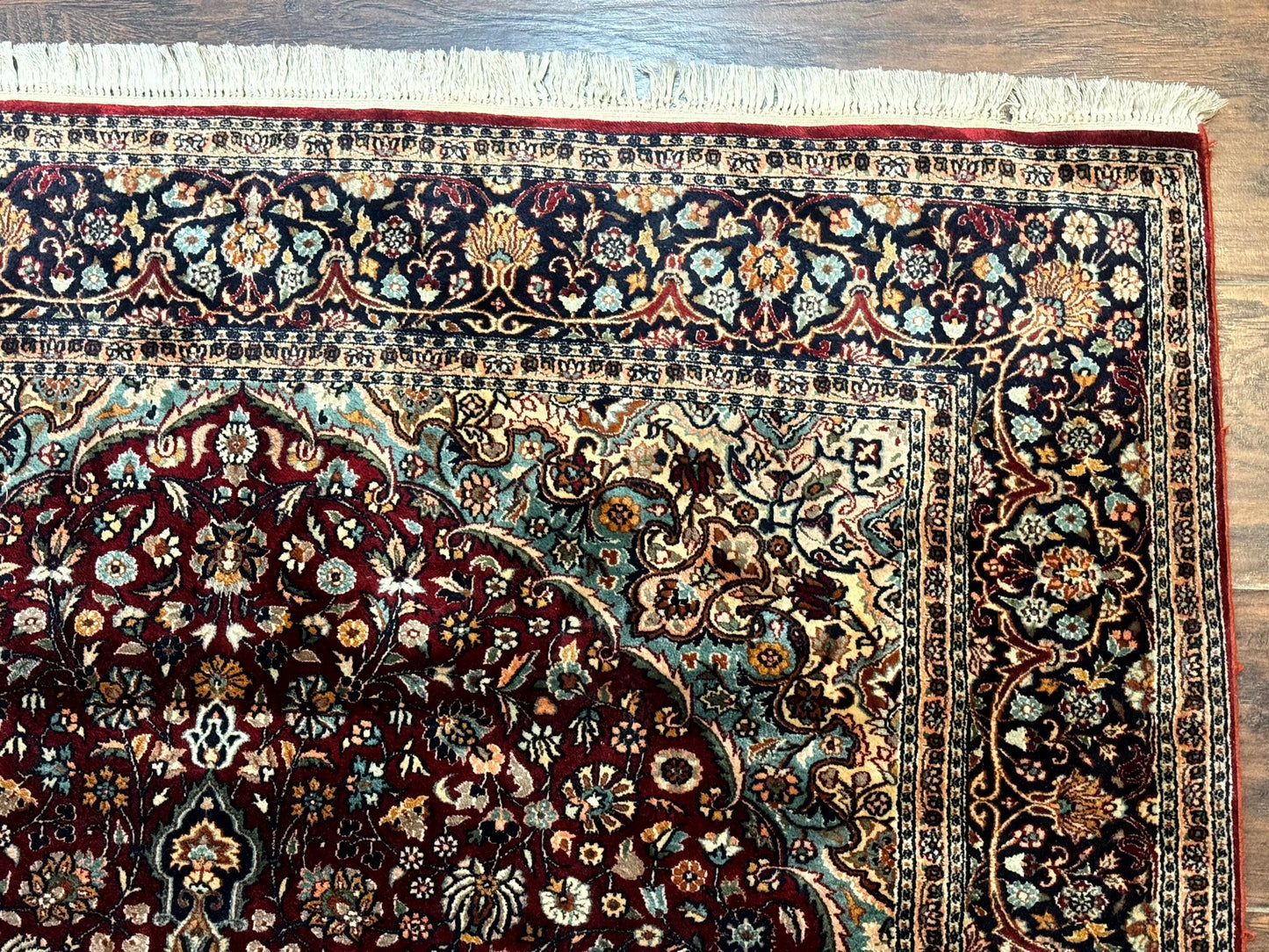 4x6 Silk Rug, Very Fine 650 KPSI, Silk Persian Carpet, Red, Floral Medallion, Sino Persian
