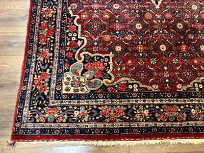 Antique Persian Rug 5x7, Red, Fine 260 KPSI, Bidjar Carpet
