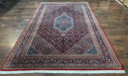 Indo Persian Bidjar Rug 6x9, Vintage Wool Handmade Carpet