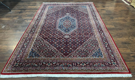 Indo Persian Bidjar Rug 6x9, Vintage Wool Handmade Carpet