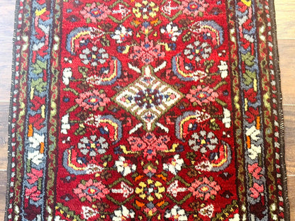Small Red Persian Tribal Rug 2.6 x 4, Wool Rug, Persian Hamadan Rug