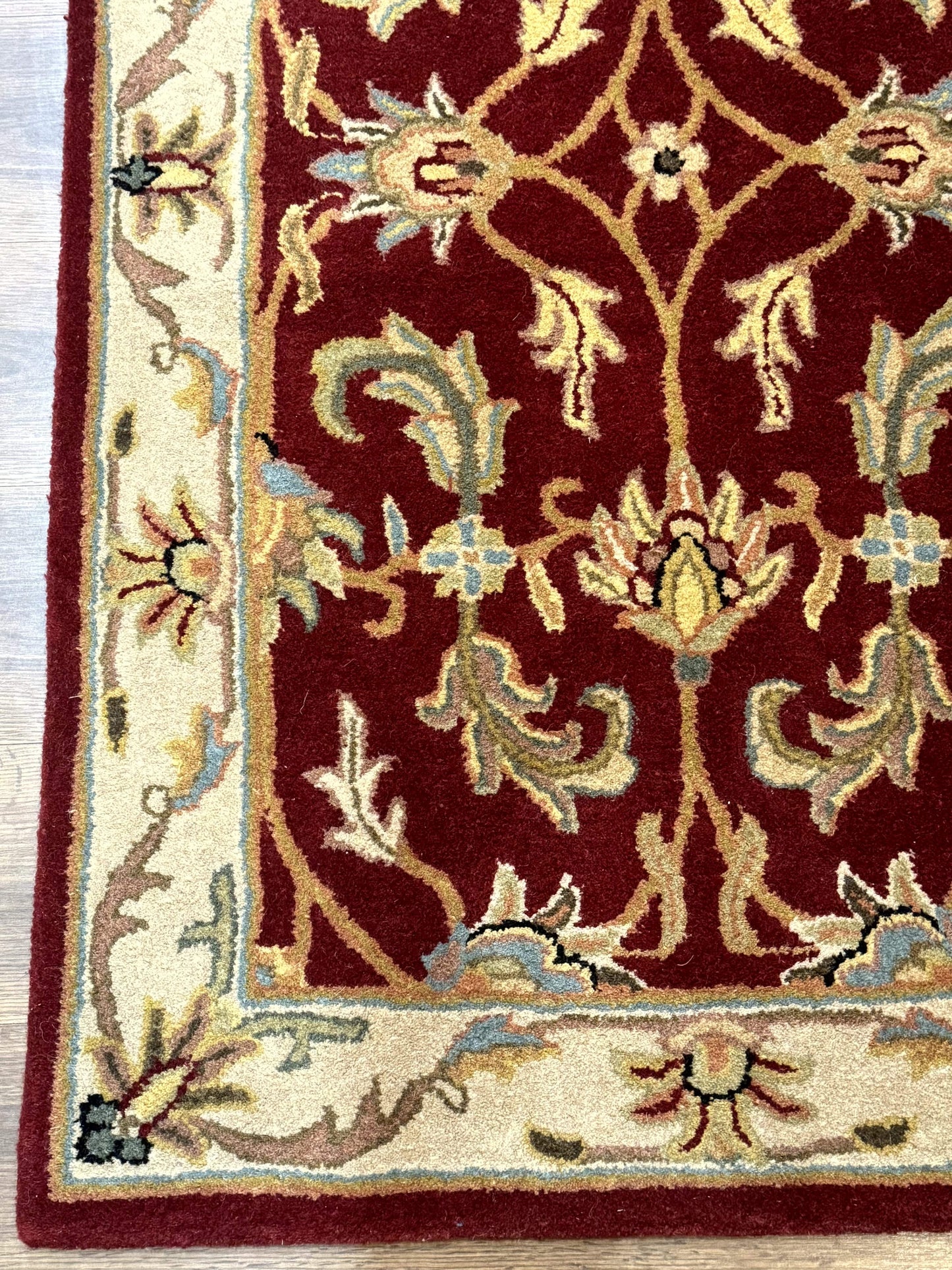 Small Floral Wool Rug 3x5, Safavieh Heritage Collection, Dark Red, Pair A