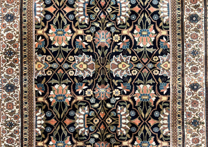 Indo Persian Bidjar Rug 6x10 Vintage Handmade Wool Carpet Allover Pattern