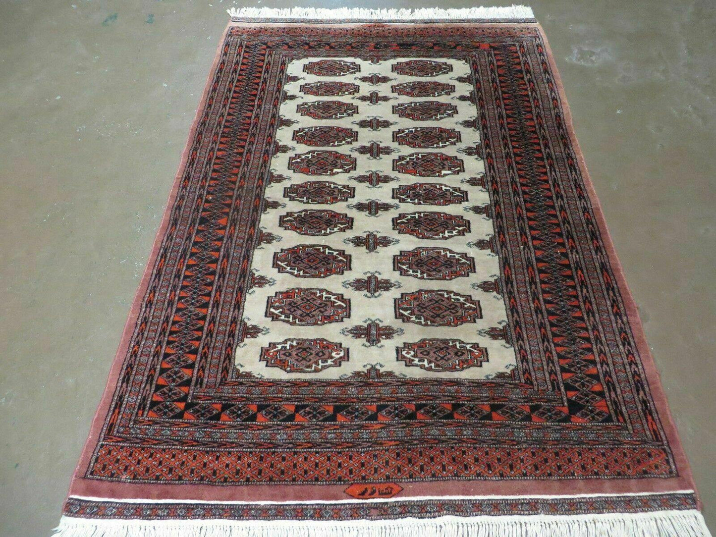 Bokhara Turkoman Rug Vintage Handmade Wool 4x6 Pakistan Carpet