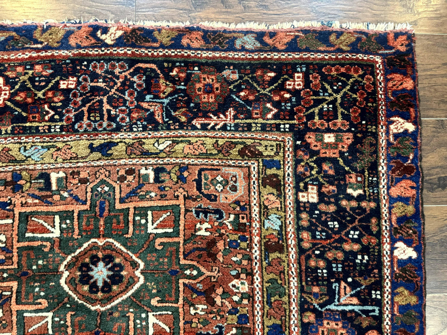 Antique Heriz Rug Persian 5x6 Karajeh Geometric Hand Knotted Wool