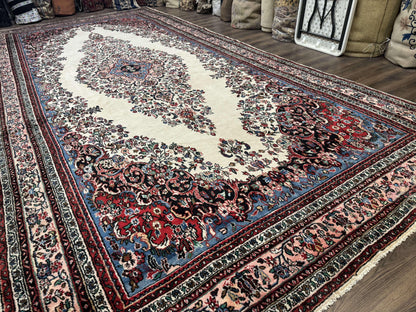 Palace Size Persian Rug 10X21 Ft Hamadan Bibikabad Antique Wool Ivory Field Oversized