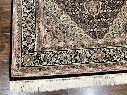 Persian Rug Hand Knotted Wool 4x6 Herati Mahi Vintage Black