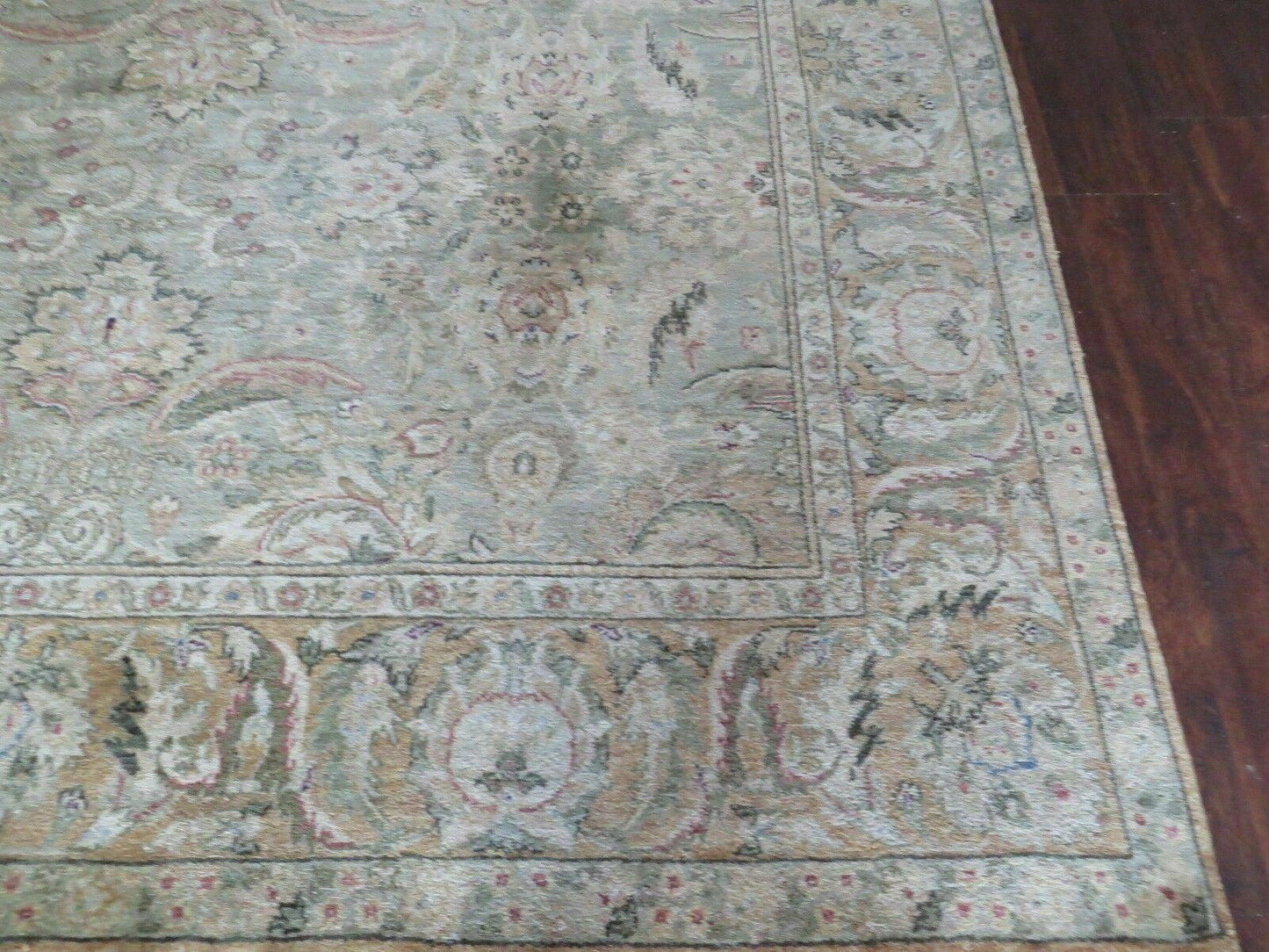 Vintage Handmade Jaipur Floral Oriental Rug Tea Washed 8 By 10 Ft