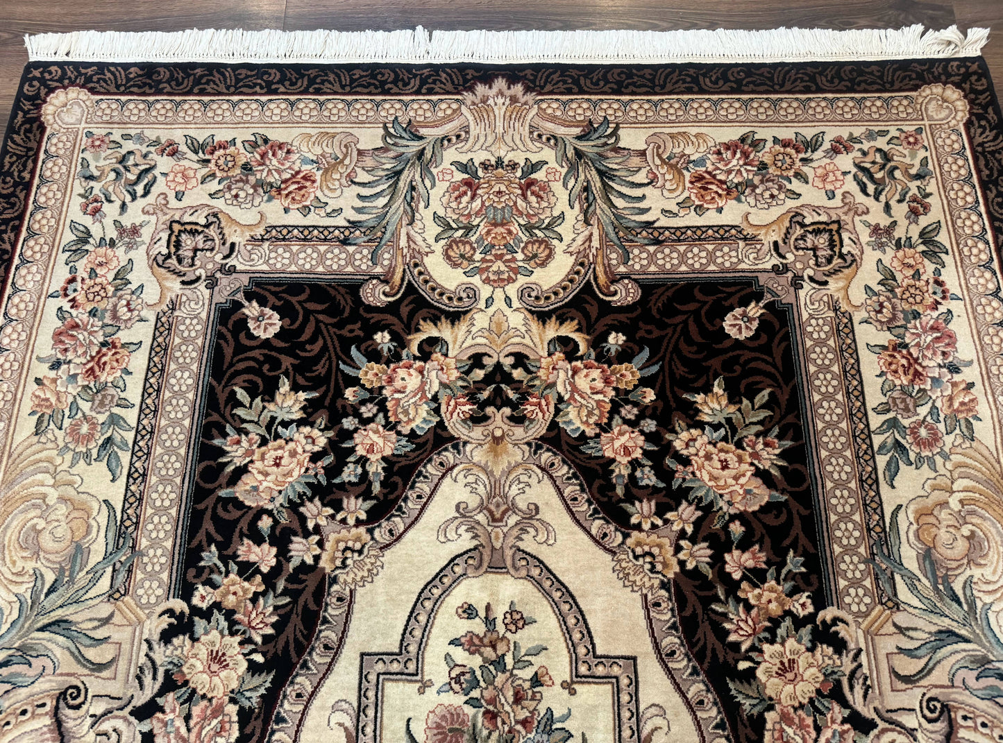 Aubusson Rug 6x9 European Design Hand Knotted Wool Fine 170 KPSI Elegant Carpet