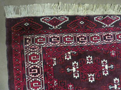 Yamud Turkoman Wool Rug Antique 7x10 Hand Knotted Full Pile