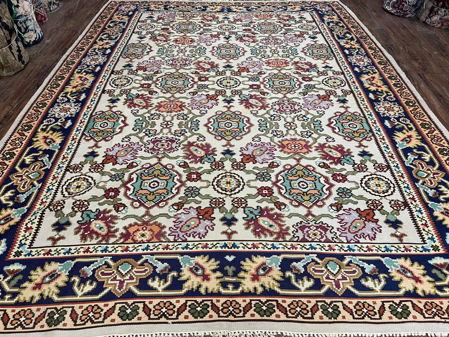 Antique Turkish Kilim Rug 7x10 Hand Woven Wool Flatweave Vintage Carpet