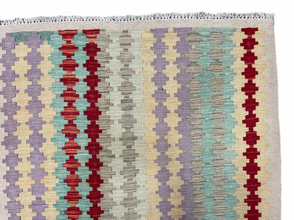 Colorful Kilim Rug 6x8 Turkish Flat Weave Wool Kilim Handmade Anatolian