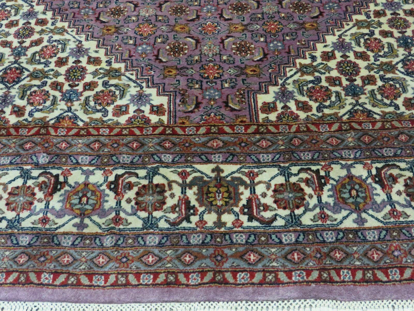 Hand Knotted Wool Rug Vintage Indian 8x10 Medallion Harati Pattern