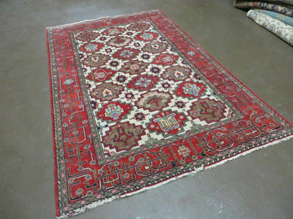 Antique Turkish Anatolian Wool Rug 4x6 Handwoven With Vegetable Dyes
