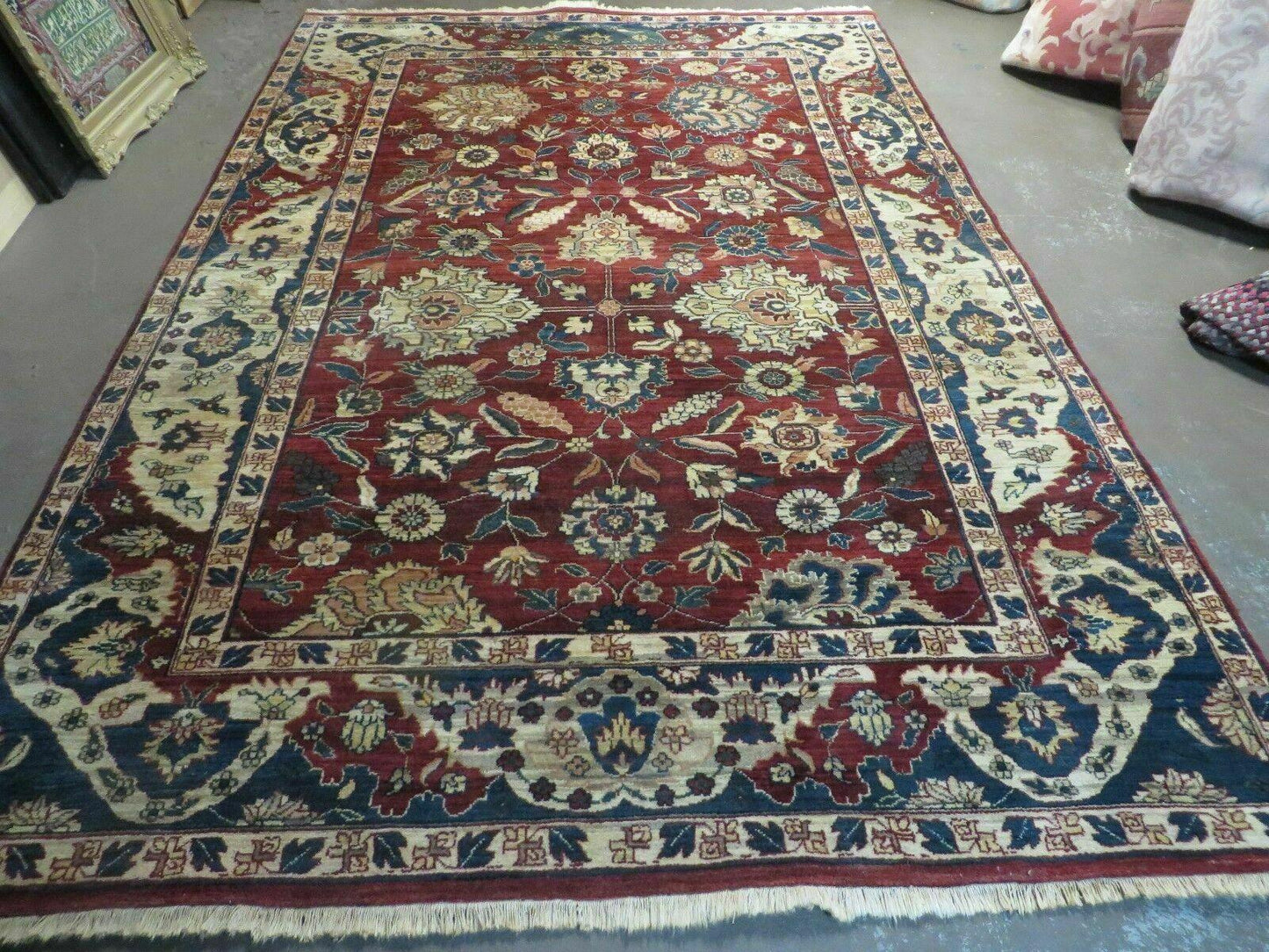 Vintage Indian Wool Rug 6 By 9 Floral Oriental Handmade With Vegetable Dyes