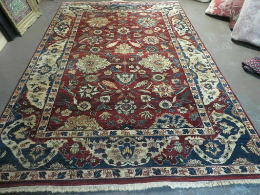Vintage Indian Wool Rug 6 By 9 Floral Oriental Handmade With Vegetable Dyes