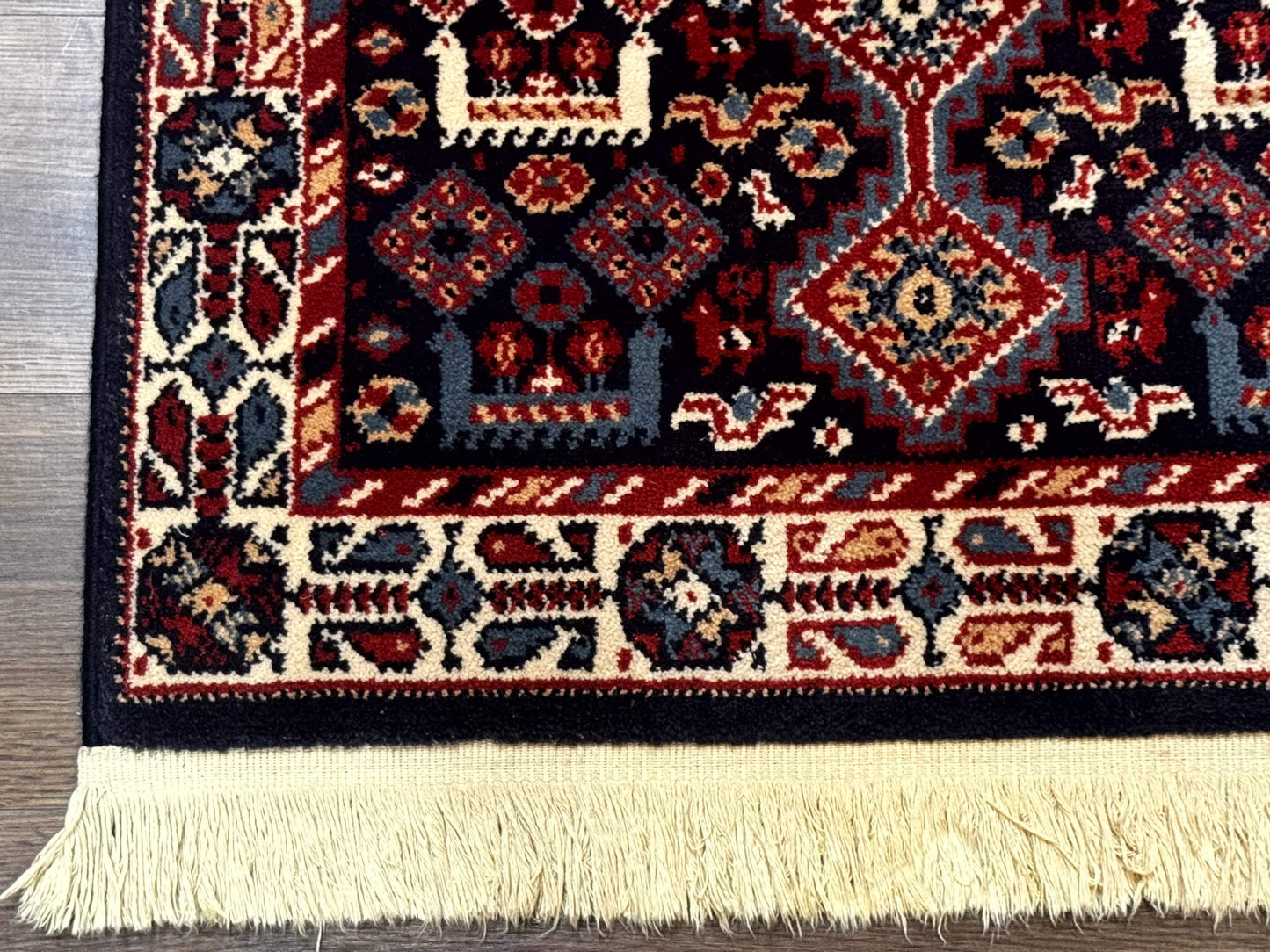 Karastan Yuruk Wool Rug 3x4 Tribal Geometric Navy Blue Area Rug