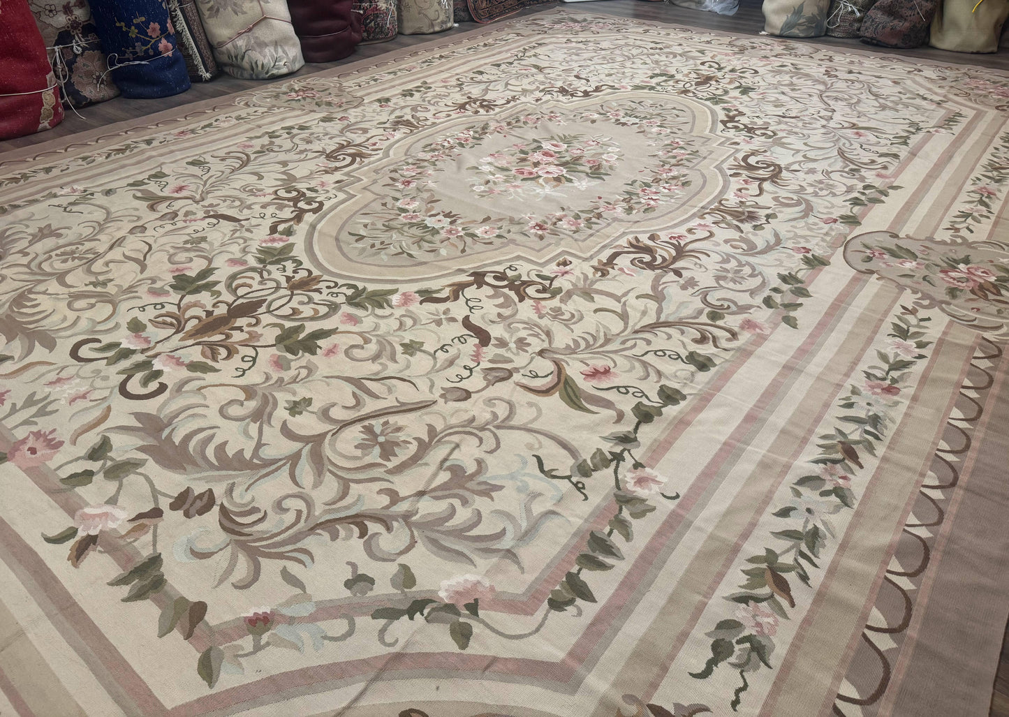 Aubusson Rug Palace Sized 13 X 20 Flatweave Oversized European Design