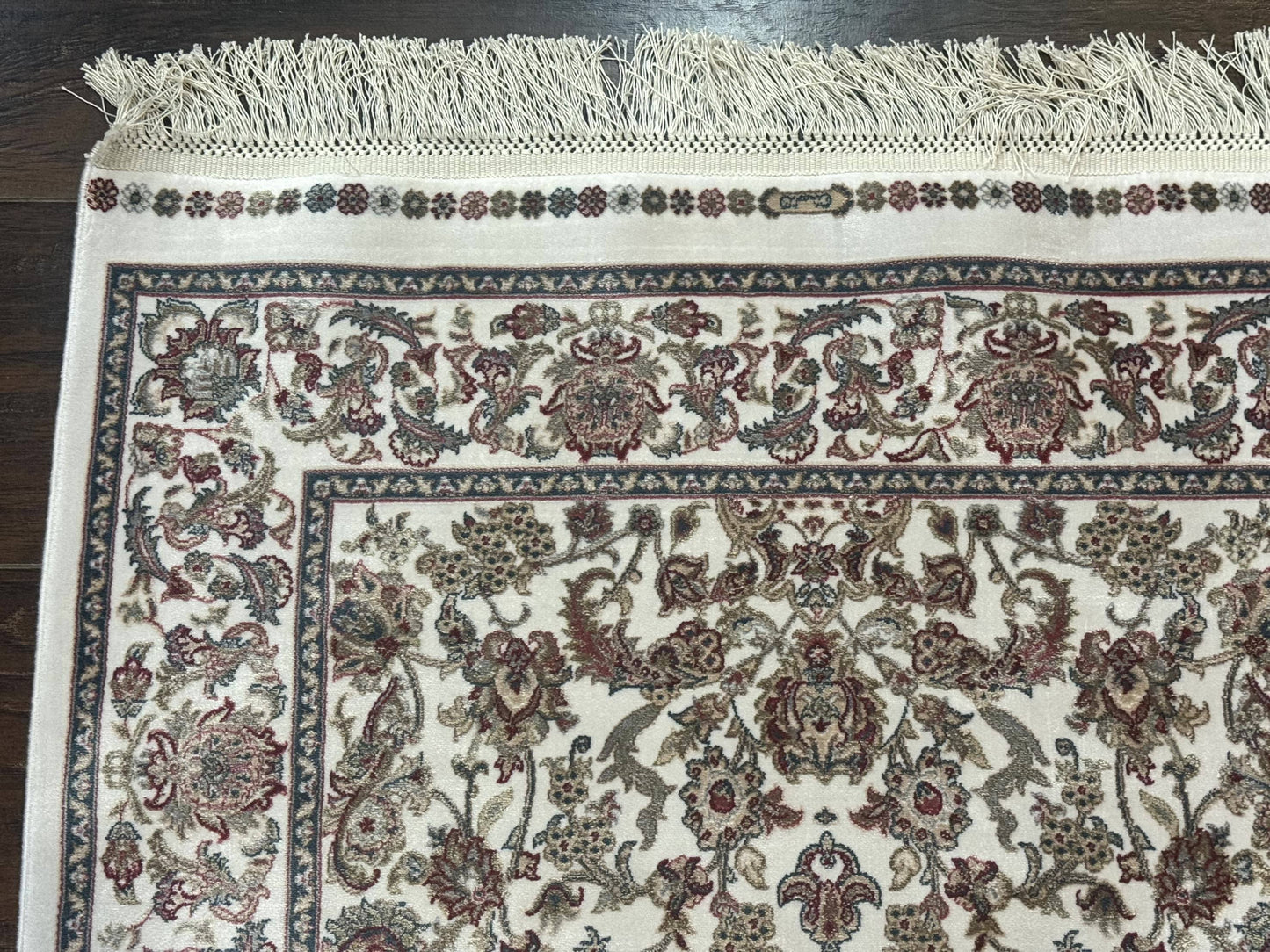 Turkish Silk Rug 2.6 x 4 Ivory Allover Floral Design Bamboo Silk