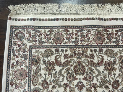 Turkish Silk Rug 2.6 x 4 Ivory Allover Floral Design Bamboo Silk