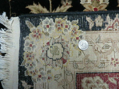 Vintage Chinese Silk Wool Rug Hand Knotted Oriental Floral 9 By 12 Feet With Silk Highlights