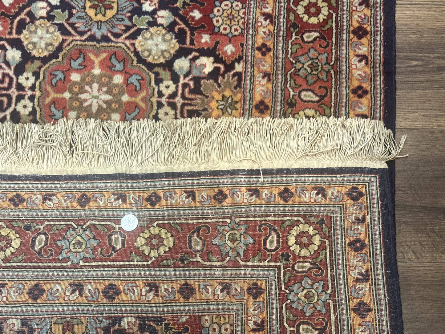 Turkish Hereke Rug 3x5 Hand Knotted Wool Vintage Navy Blue Red 210 KPSI