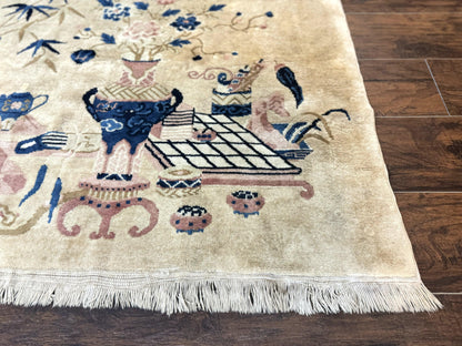 Chinese Wool Rug Handwoven 5x3 Peking Antique Handmade Vintage Carpet