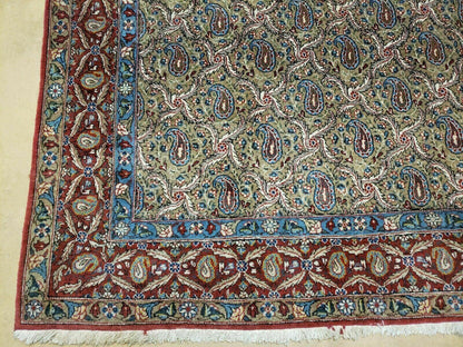 Hand Knotted Turkish Wool Rug Vintage 1960s One Of A Kind Paisley Boteh Design