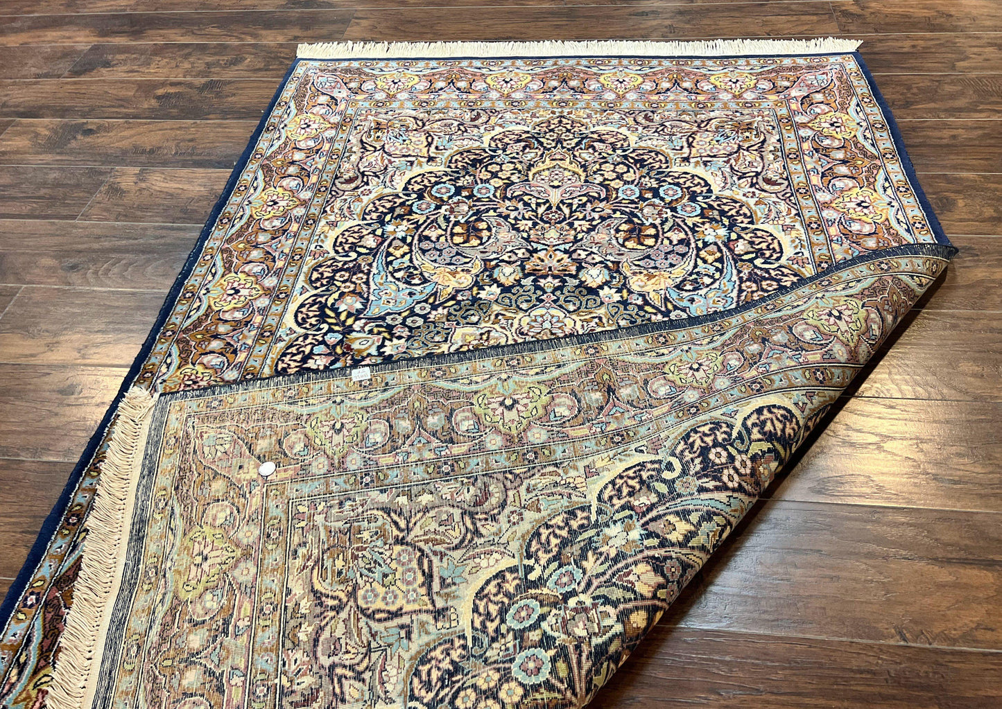 Pak Persian Rug 5x7 Navy Blue Hand Knotted Wool Floral Medallion Oriental Carpet