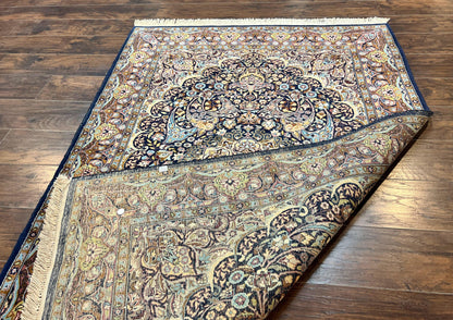 Pak Persian Rug 5x7 Navy Blue Hand Knotted Wool Floral Medallion Oriental Carpet