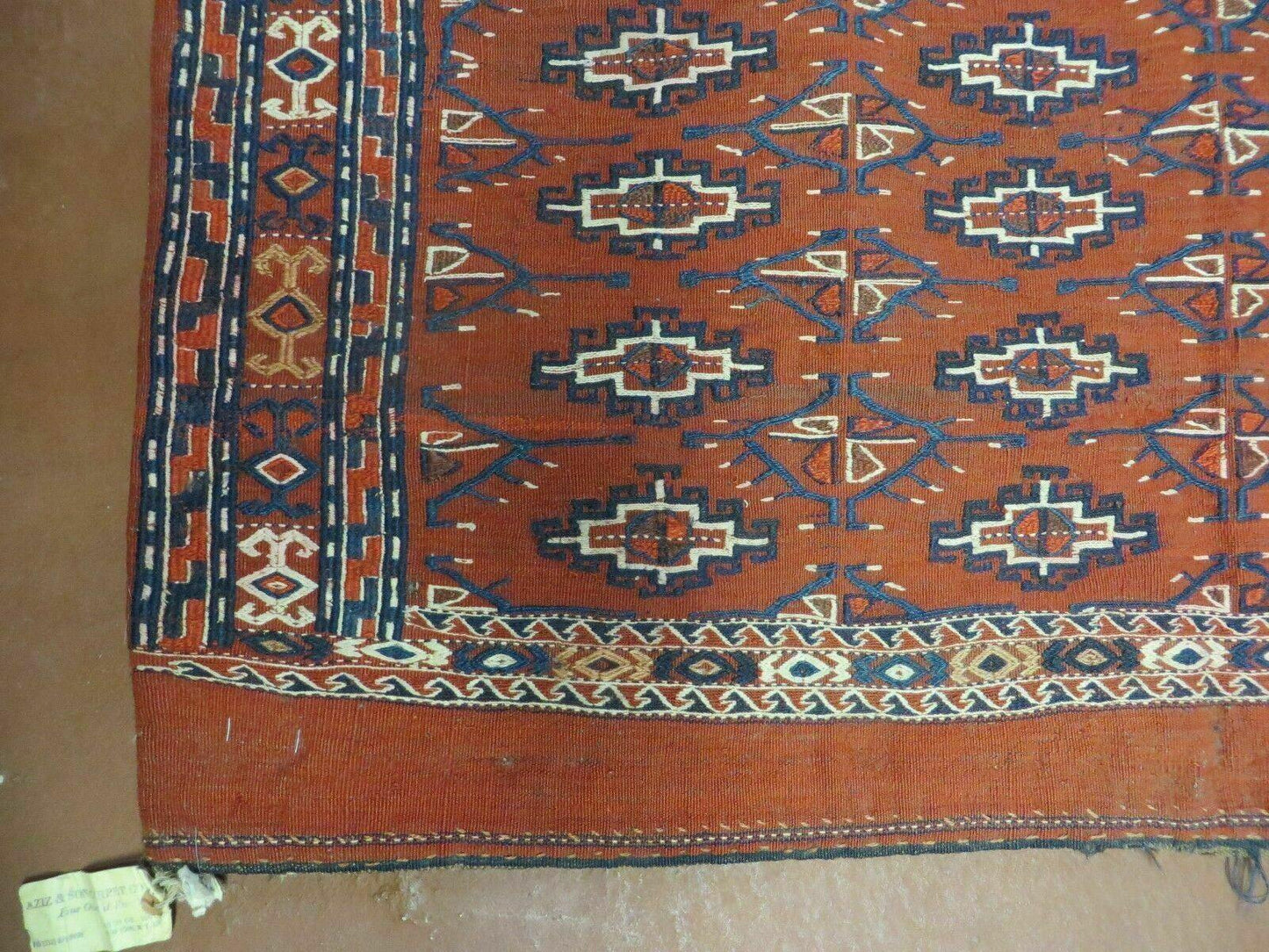 Antique Yamud Turkoman Handmade Rug Pillow Cover Diamond Flat Weave 32x44