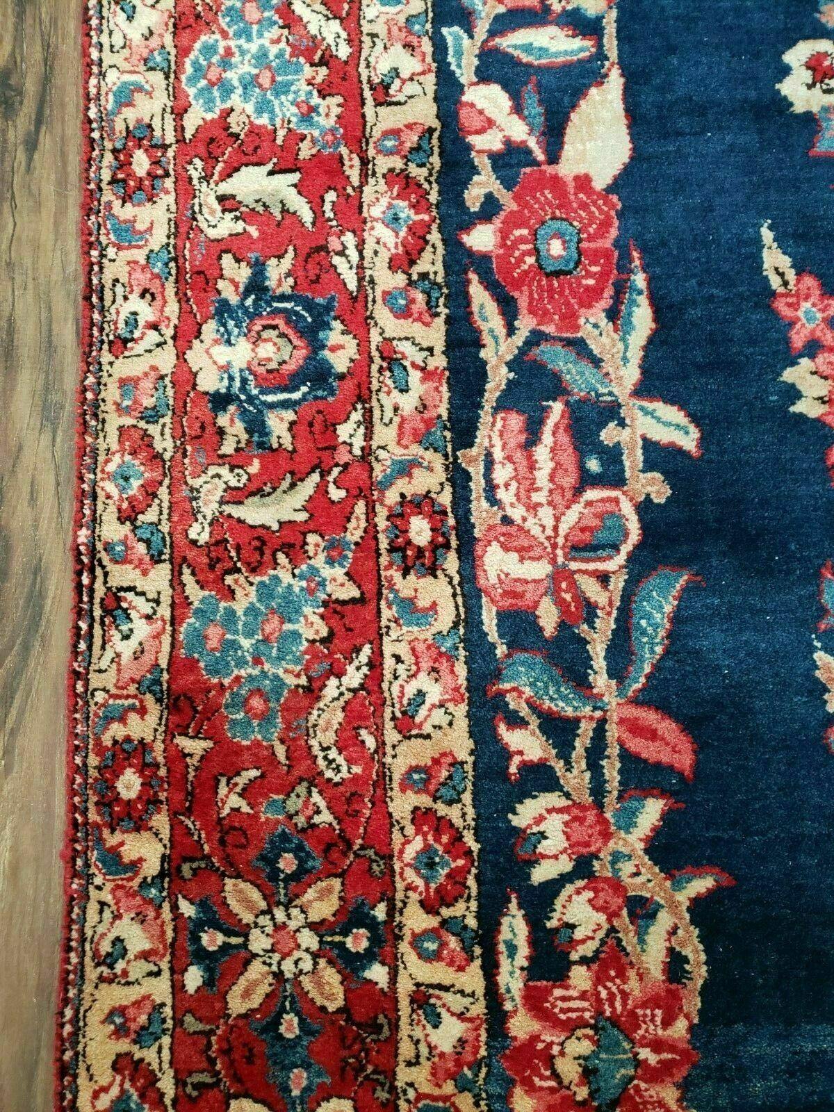 Vintage Turkish Wool Rug 4 By 7 Feet Floral Birds Tree Of Life Blue Red Handmade