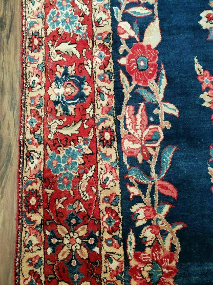 Vintage Turkish Wool Rug 4 By 7 Feet Floral Birds Tree Of Life Blue Red Handmade