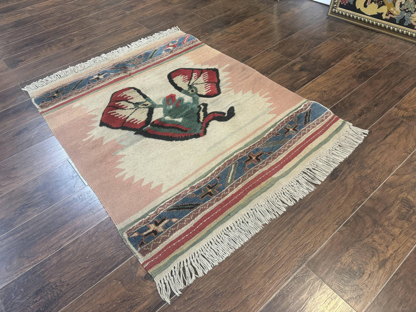 Turkish Kilim Rug 2.5 x 4.7 Flatweave Bohemian Wall Hanging Tapestry