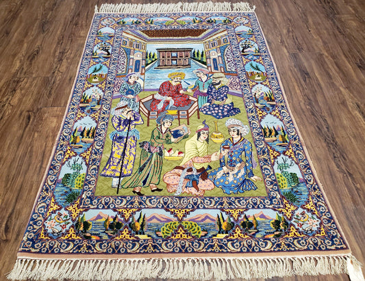 Persian Isfahan Pictorial Rug 3x5 – Kork Wool on Silk