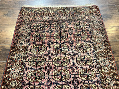 Persian Turkoman Rug 4x6 Hand Knotted Wool Bokhara Carpet