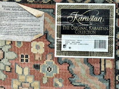 Karastan Navy Heriz #700/701 Rug, 8.8 x 10.6 Karastan Carpet, Wool Pile, Discontinued Vintage Karastan Rug, Original 700 Series, Geometric