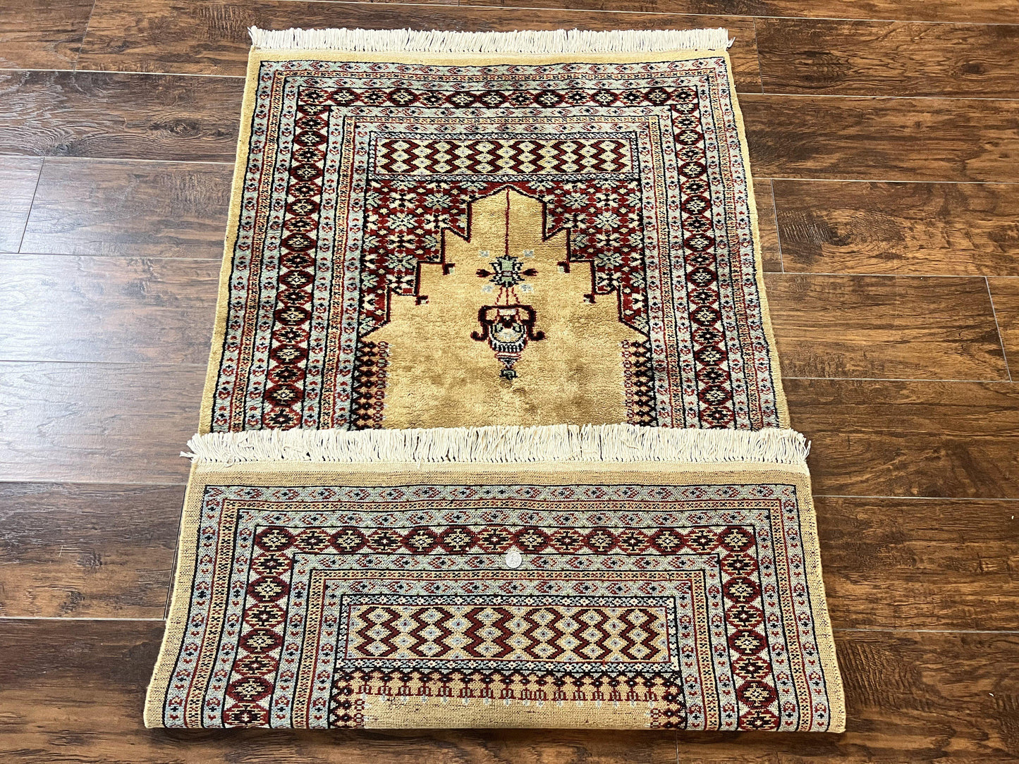 Bokhara Prayer Rug 3x5 Hand Knotted Vintage Wool Carpet Pakistani Turkoman
