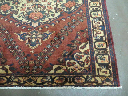 Antique Turkish Medallion Wool Rug Handmade 4x7 Vegetable Dye